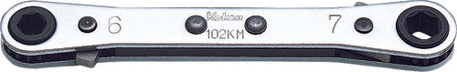 Clé à cliquet réversible 6x7mm 6 pans, longueur 108mm 