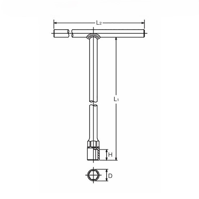 Douille en T 3/4 6 pans, longueur 350 x 300 mm 