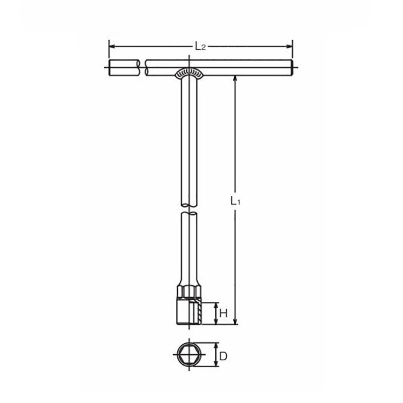 Douille en T 11 mm, 6 pans, longueur 250 x 200 mm 