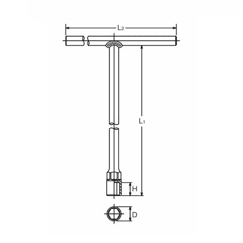 Douille en T 17 mm, 6 pans, longueur 350 x 300 mm 