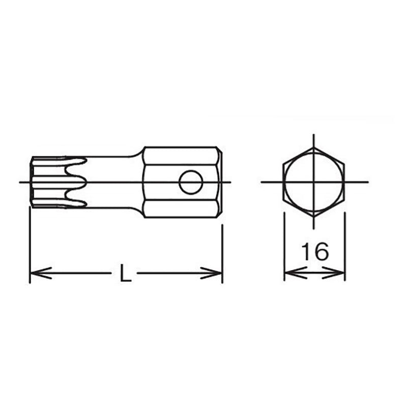 Embout hexagonal de 16 mm TORXplus® 55IP, longueur 50 mm 