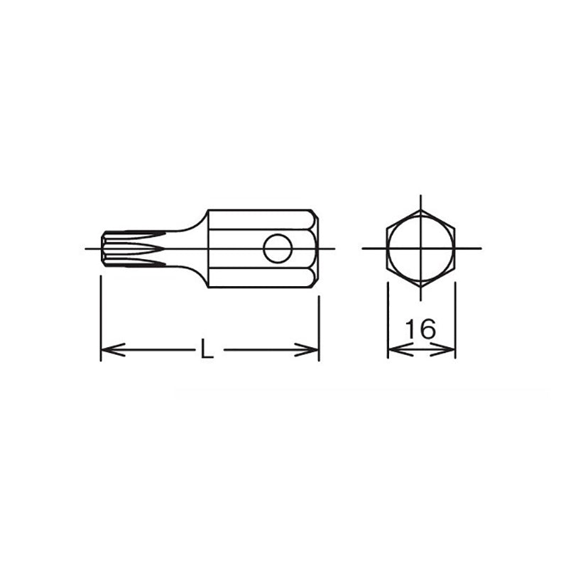 Embout hexagonal TORX® T50 de 16 mm, longueur 50 mm 