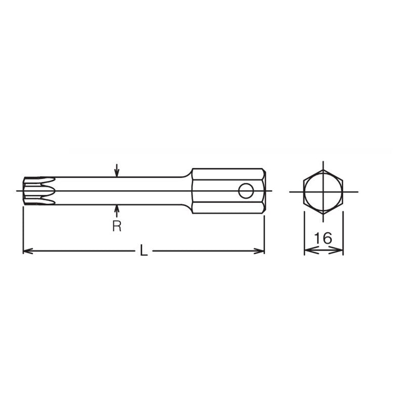 Embout hexagonal TORX® T50 de 16 mm - Longueur 100 mm 