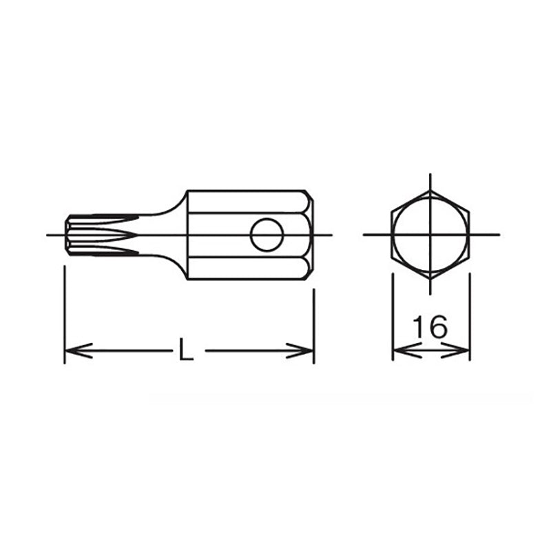 Embout hexagonal TORX® T55 de 16 mm, longueur 50 mm 
