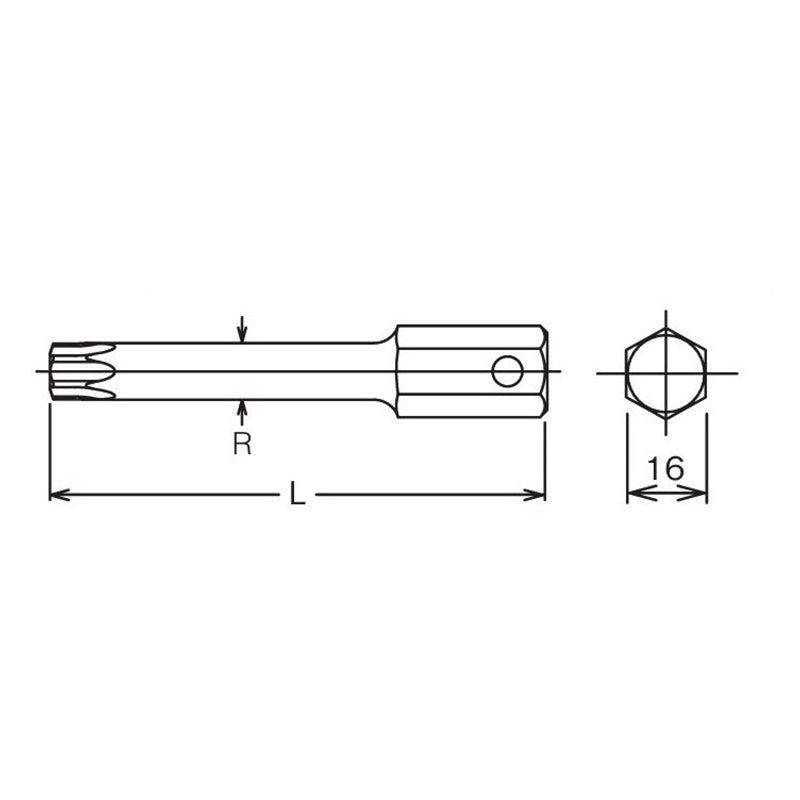 Embout hexagonal TORX® T60 de 16 mm, longueur 100 mm 