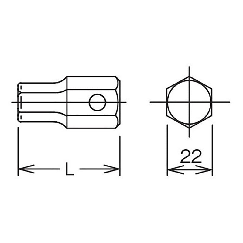 Embout hexagonal de 22 mm, longueur hexagonale 50 mm 