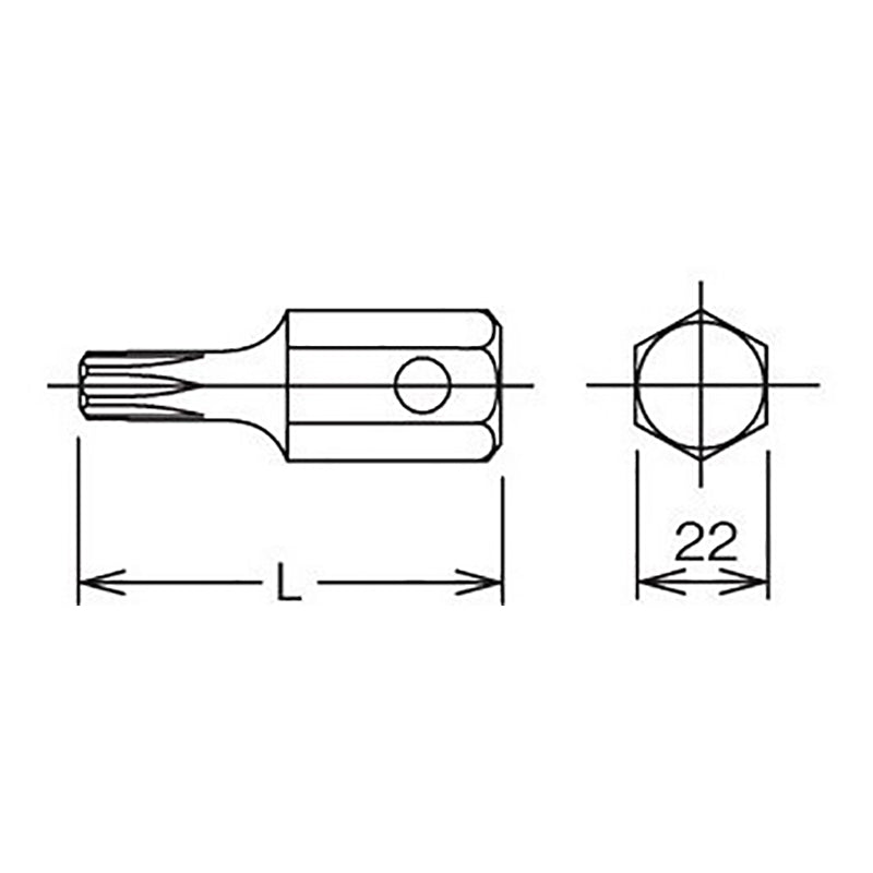 Embout hexagonal TORX® T70 de 22 mm, longueur 60 mm 
