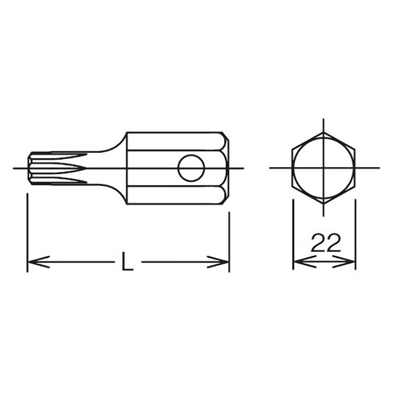 Embout hexagonal TORX® T80 de 22 mm, longueur 60 mm 