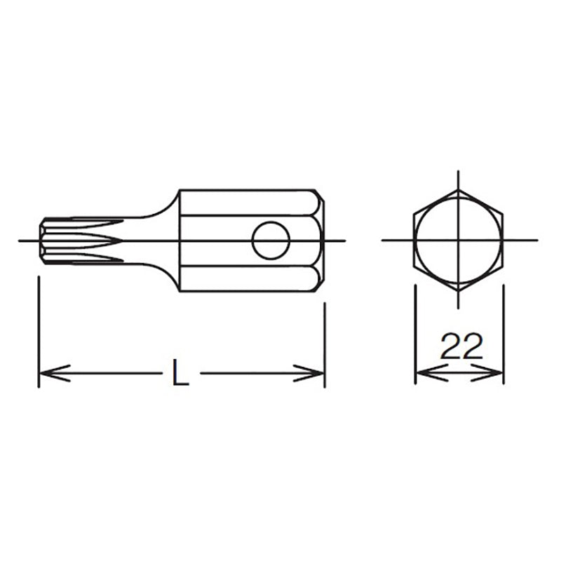 Embout hexagonal TORX® T90 de 22 mm, longueur 60 mm 