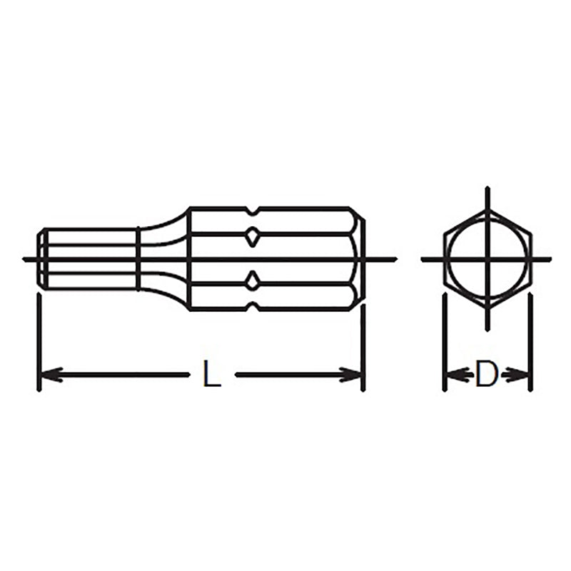 Embout hexagonal 1/4", longueur hexagonale 10 mm, longueur 25 mm 