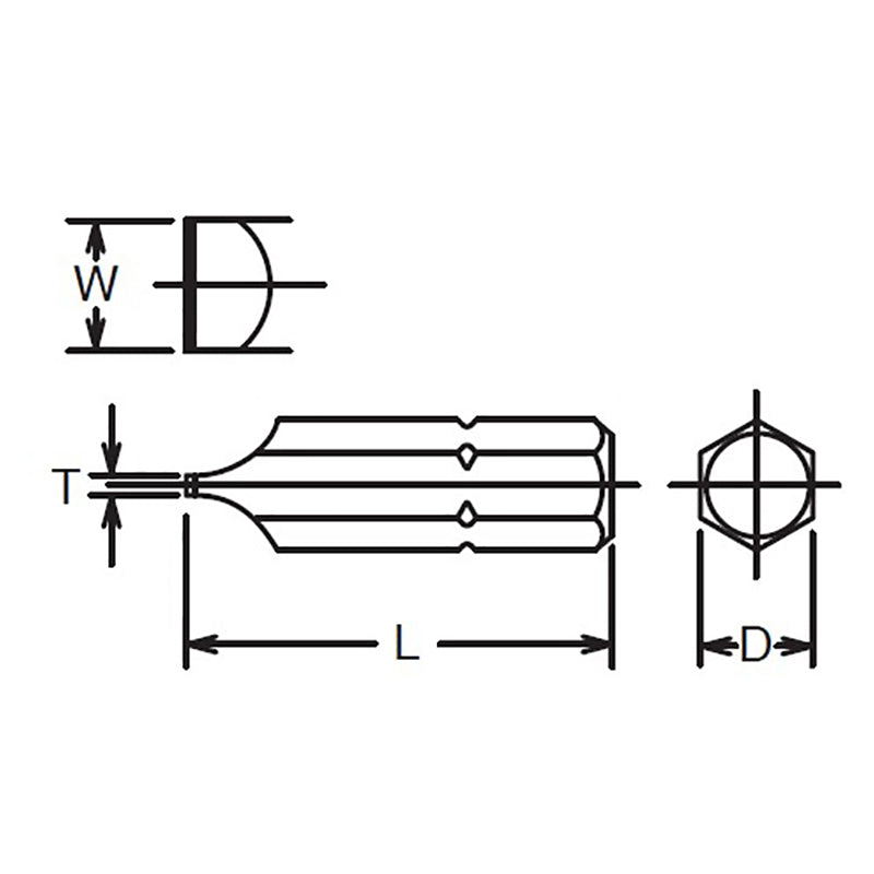 Embout hexagonal fendu 1/4" x 0,5 x 3" (longueur 39 mm) 