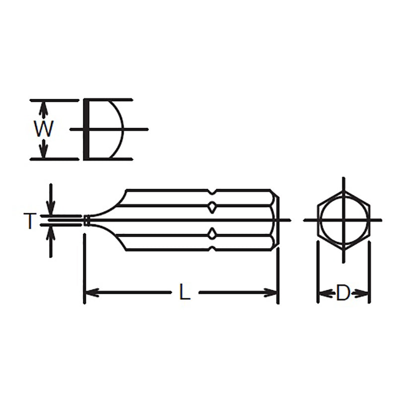 Embout hexagonal fendu 1/4" x 1,2 x 8" (longueur 39 mm) 