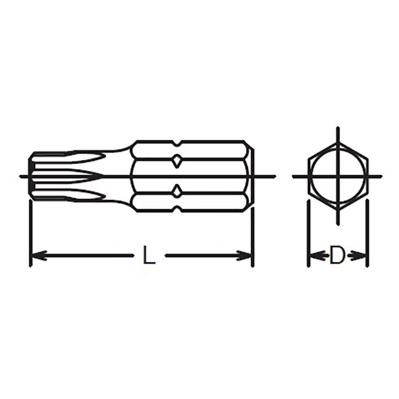 Embout hexagonal 1/4" TORX® T15 - Longueur 25 mm 