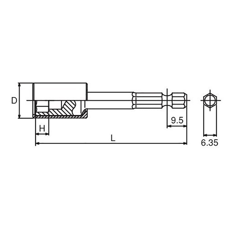Clé à douille hexagonale 1/4" avec protection en plastique, 10 mm, 6 pans, longueur 100 mm, couvercle pivotant en POM 