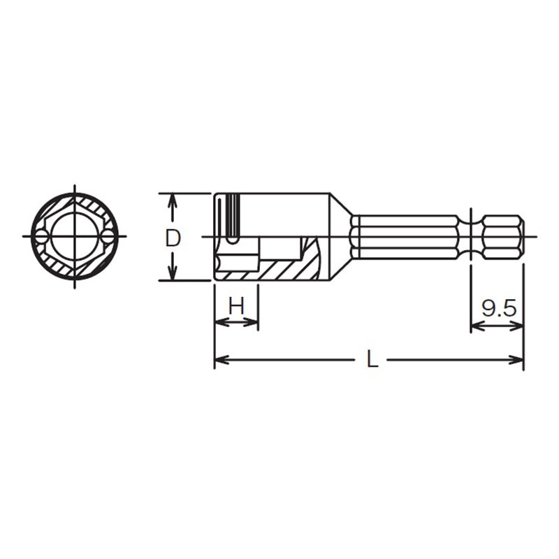 Clé à douille hexagonale 1/4", longueur de serrage 3/8", 50 mm 