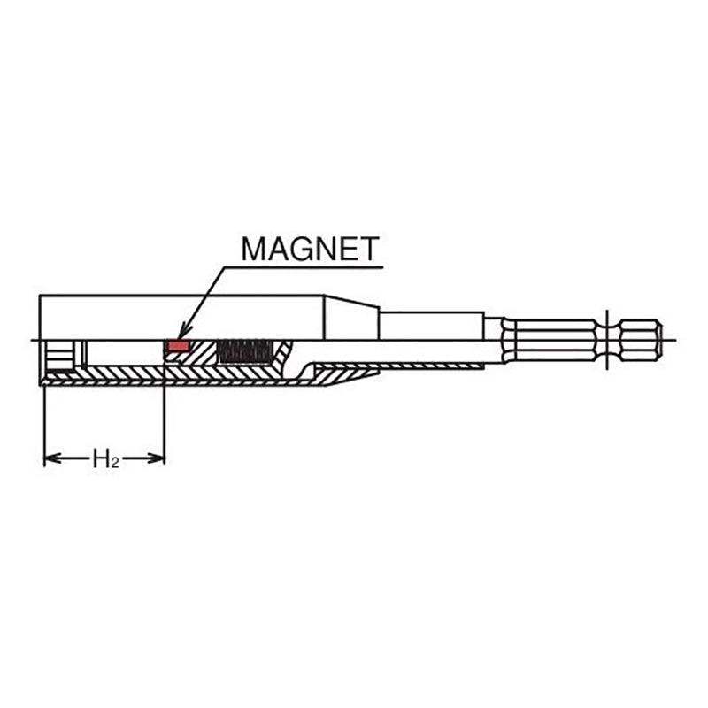 Clé à douille hexagonale 1/4" avec protection en plastique, 13 mm, 6 pans, longueur 150 mm, aimant coulissant, couvercle pivotant en POM 