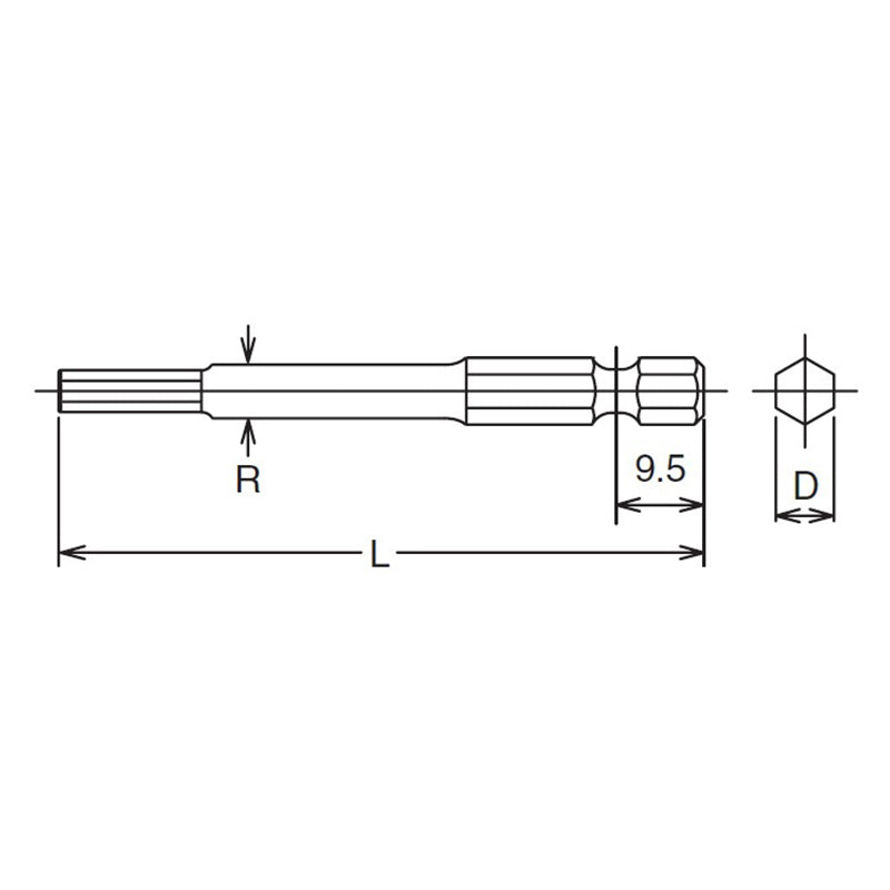 Embout hexagonal 1/4", longueur hexagonale 5 mm, 100 mm 