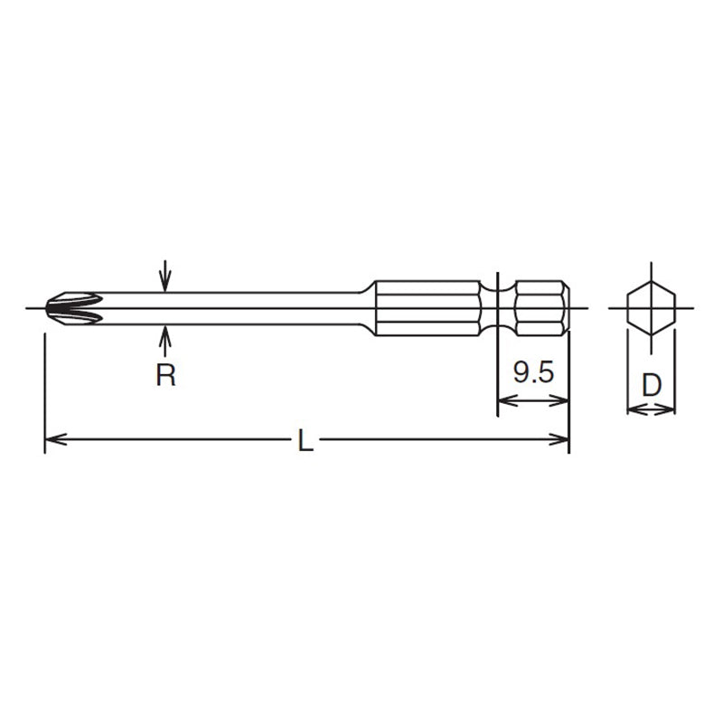 Embout hexagonal 1/4 PH2, longueur 70 mm 