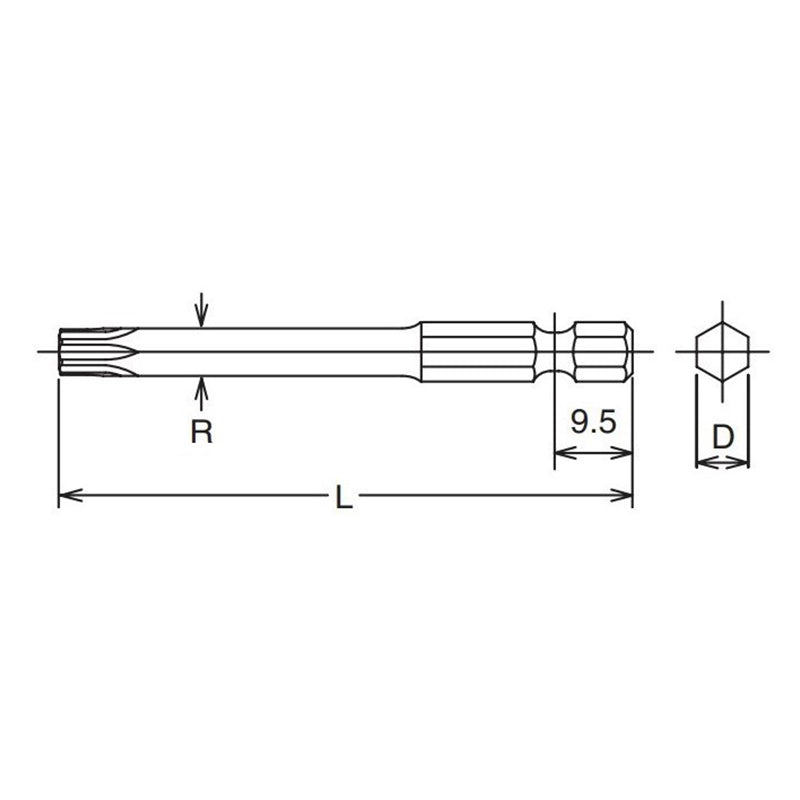 Embout hexagonal 1/4" TORXplus® 25IP - Longueur 70 mm 