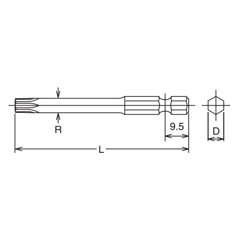Embout TORX® T27H inviolable à six pans creux de 6,35 mm (1/4") - Longueur 70 mm 