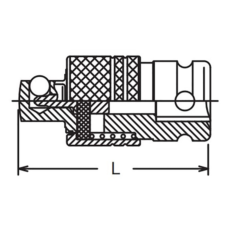 Adaptateur 1/4" carré, longueur 1/4", verrouillage rapide 35 mm 