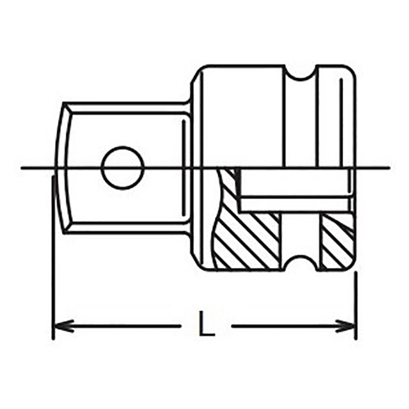 Adaptateur 1/4 Sq. Dr., longueur carrée 3/8, trou de 22 mm 