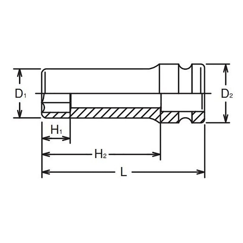 Douille carrée 1/4" (14 mm), 6 pans, longueur 48 mm 