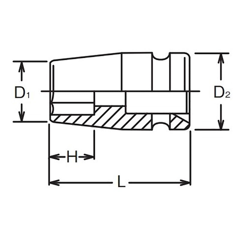 Douille carrée 1/4" 10 mm, 6 pans, longueur 23 mm 