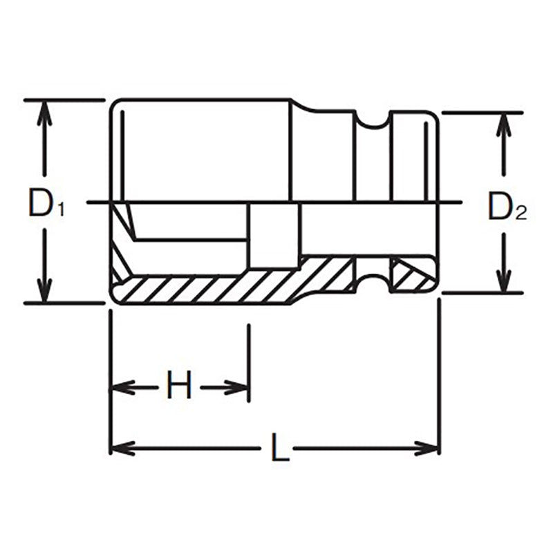 Douille carrée 1/4" 13 mm Pathfinder, longueur 23 mm
