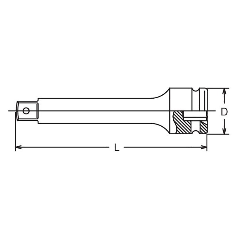 Rallonge carrée 1/4" (longueur 200 mm) type à goupille 