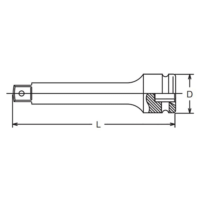 Barre d'extension 1/4 Sq. Dr. Longueur 75 mm Type de trou 