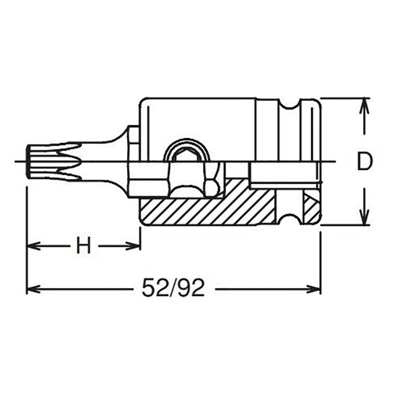 3/8 Sq. Dr. TORX® T60 Bit Socket - Length 92mm