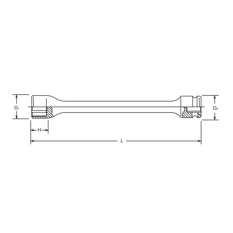 Douille d'extension carrée 3/8" 9/16" 6 pans, longueur 150 mm, pour arbre de transmission 