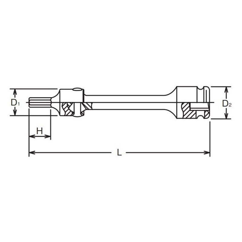 3/8 Sq. Dr. Extension Universal Bit Socket  10mm Hex Length 200mm