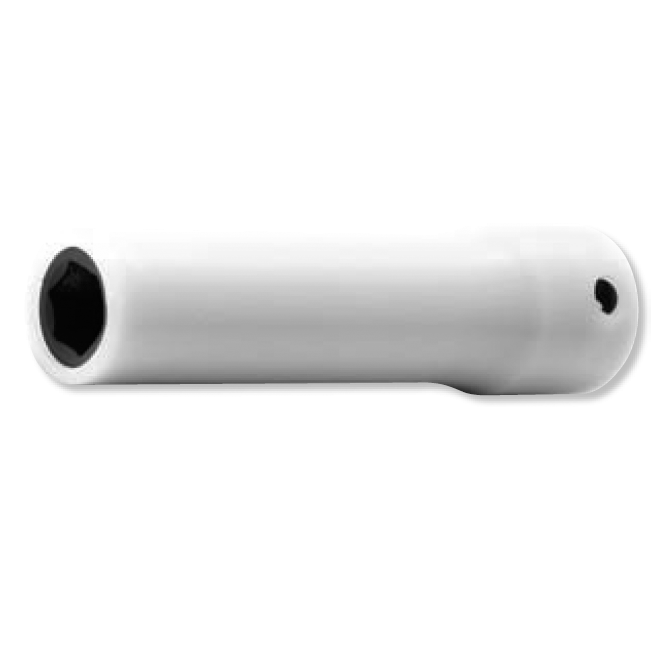 Douille carrée 3/8" avec protection en plastique, 12 mm, 6 pans, longueur 80 mm, pivotante, capuchon en POM 