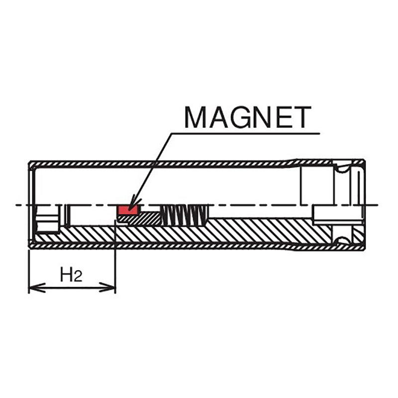 Douille carrée 3/8" avec protection en plastique, 17 mm, 6 pans, longueur 80 mm, aimant coulissant, couvercle pivotant en POM 