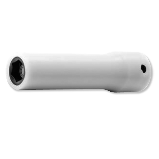Douille carrée 3/8" avec protection en plastique, 13 mm, 6 pans, longueur 80 mm, aimant coulissant, couvercle pivotant en POM