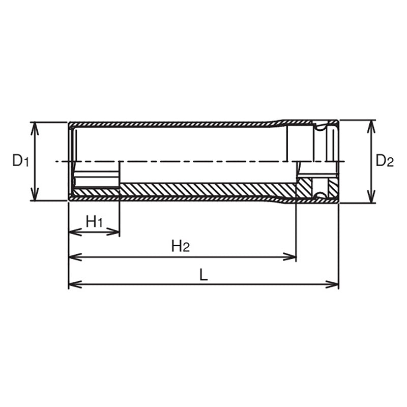 Douille carrée 3/8" avec protection en plastique, 16 mm, 6 pans, longueur 80 mm, pivotante, couvercle en POM 