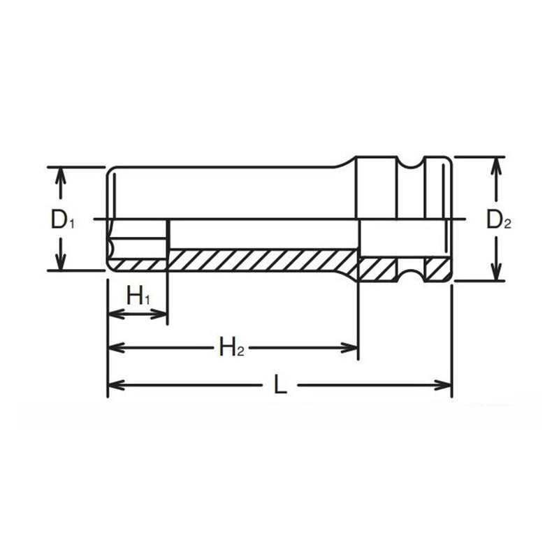 Douille carrée 3/8" 9/16" 6 pans, longueur 80 mm, paroi mince 