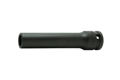 Douille carrée 3/8" (12 mm) à 12 pans, longueur 80 mm, paroi mince 