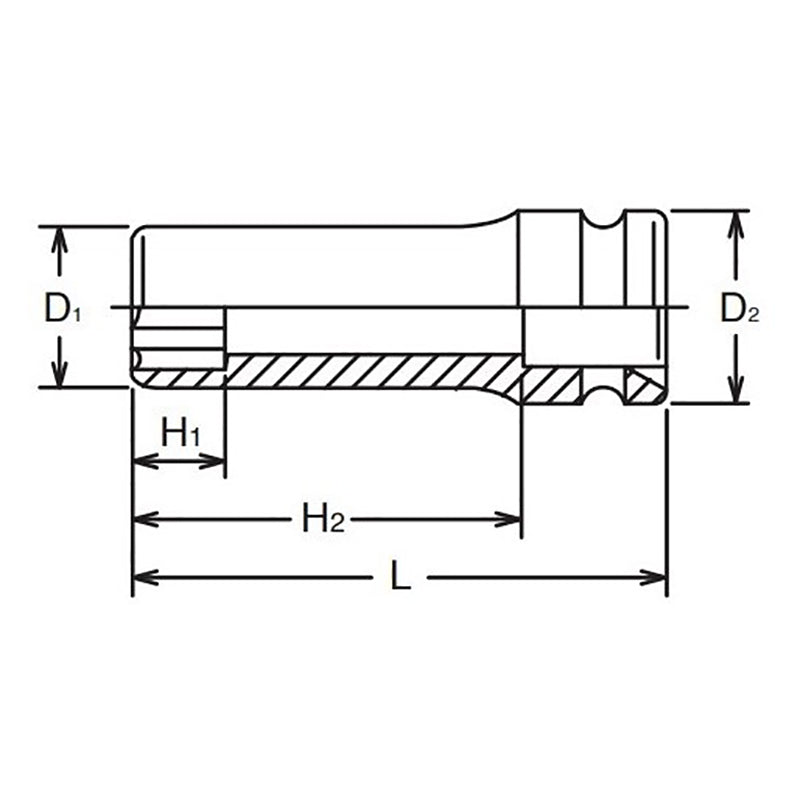 Douille carrée 3/8" (13 mm), longueur d'entraînement 80 mm 