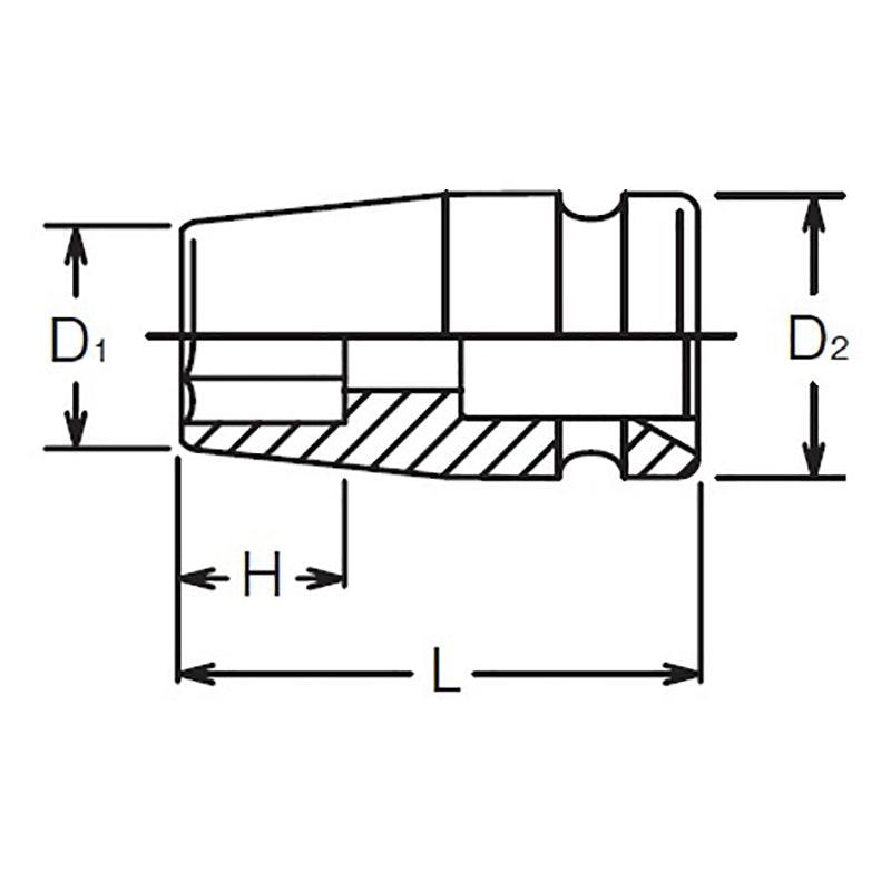 Douille carrée 3/8" 5/8" 6 pans, longueur 32 mm 