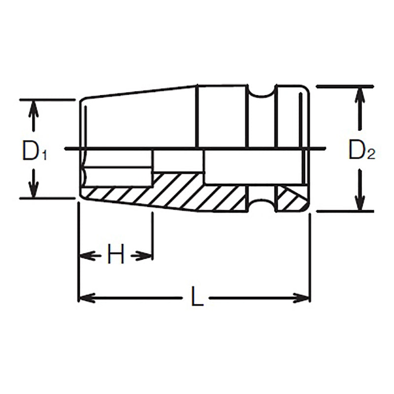 Douille carrée 3/8" 9/16" 6 pans, longueur 32 mm 
