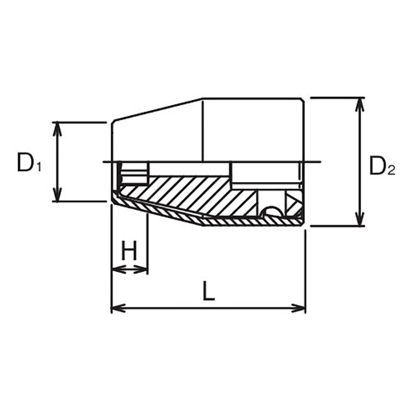 Douille carrée 3/8" avec protection en plastique, 6 pans, longueur 17 mm, diamètre 33,3 mm, capuchon pivotant en POM 