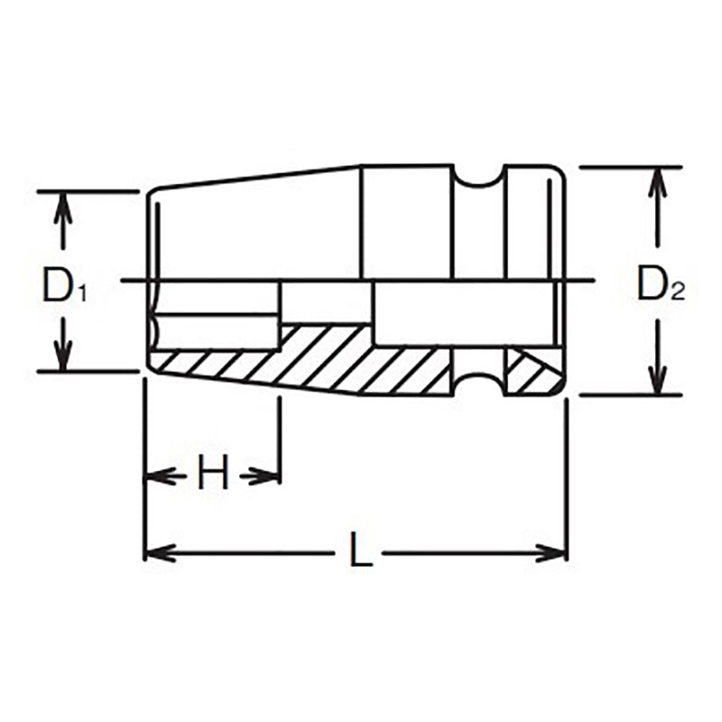 Douille carrée 3/8" (21 mm), 6 pans, longueur 32 mm