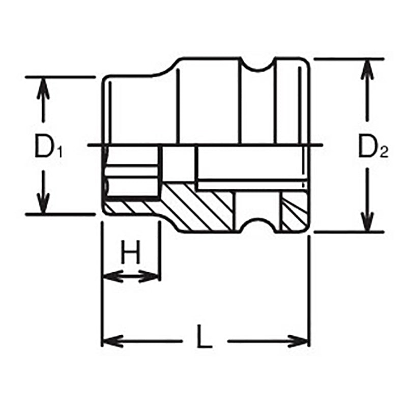 3/8 Sq. Dr. Socket  15mm 6 point Length 25mm Thin walled