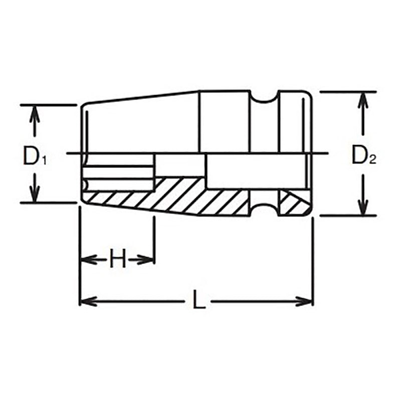 Douille carrée 3/8" (longueur de la surface : 14 mm, longueur : 32 mm) 