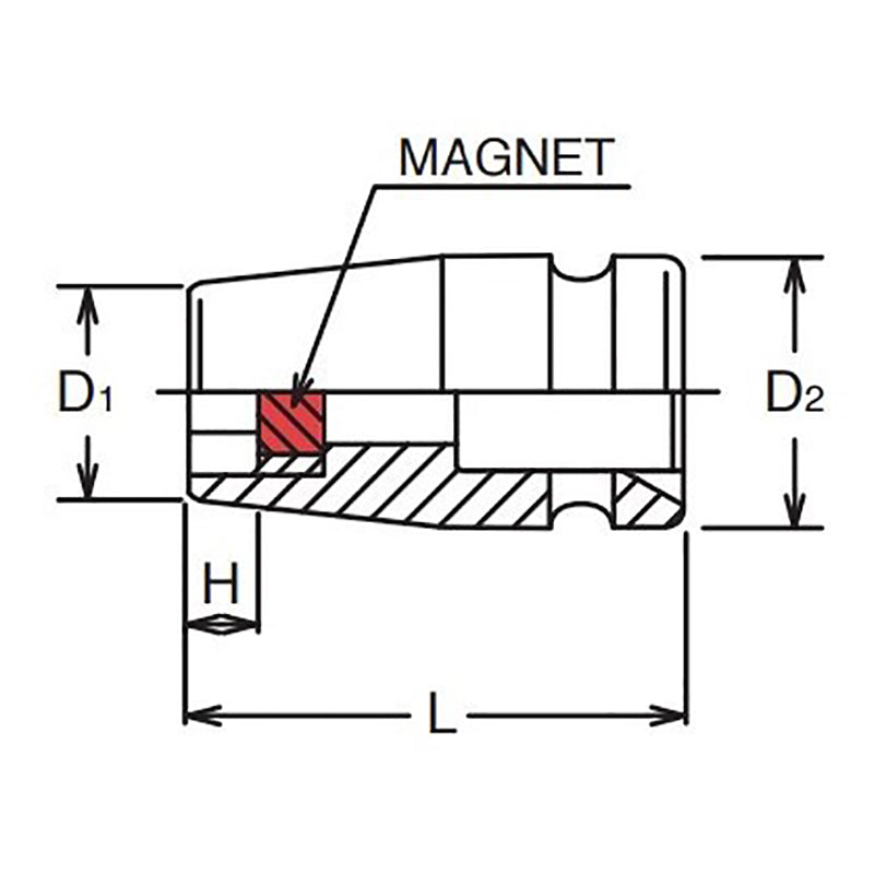3/8 Sq. Dr. Socket  1/2 6 point Length 34mm Self-Tapping screw Magnet