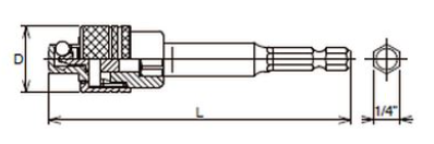 1/4" hex to 1/2" Square Drive Quick Release Adaptor
