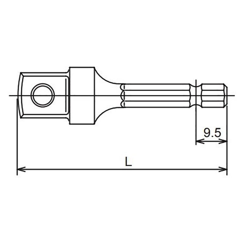 Adaptateur hexagonal 1/4" à rotule 1/2" (longueur 60 mm) 